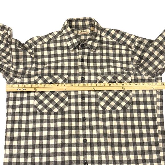 Vtg LL Bean Shirt Men LT 16 Gray Plaid Flannel Chamois Button Up Long Sleeve USA - Picture 7 of 8